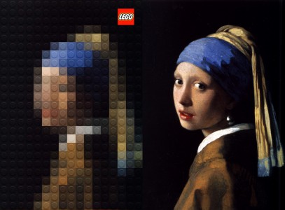 La joven de la perla, de Vermeer, pixelizada con los clásicos bloques. Imagen:theinspiration.com