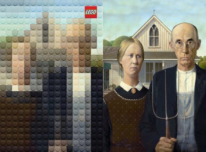 La versión de American Gothic, de Grant Wood, para las campañas de LEGO. Imagen: theinspiration.com 