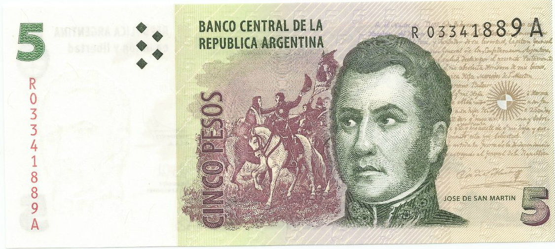 billete original 5 pesos