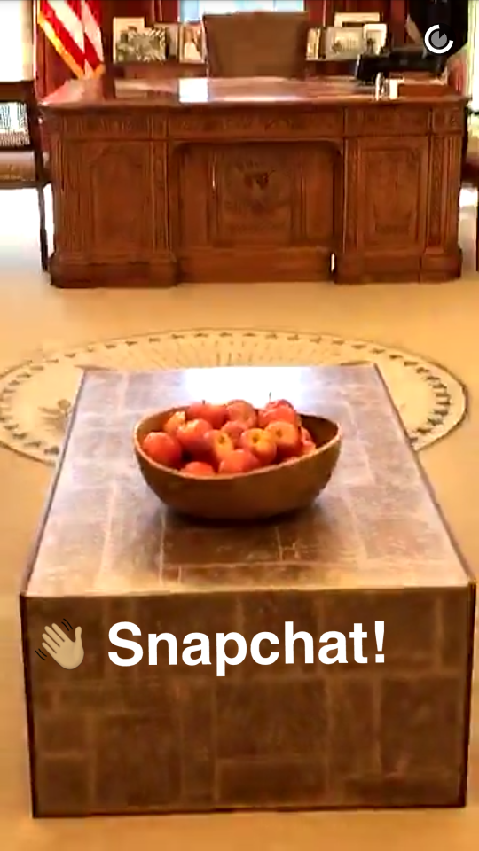 Lo primero que mostró la Casa Blanca en Snapchat. Fuente: Snapchat.