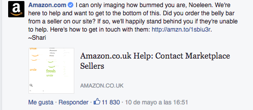 Facebook Amazon respuesta