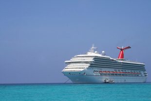 Cruise ship in the caribbean sea waiting to set sell