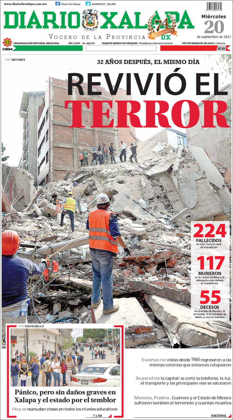 Las portadas de periódicos más impactantes del sismo de México