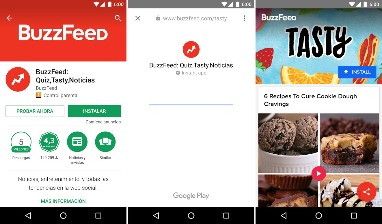 Instant Apps-BuzzFeed-Prueba